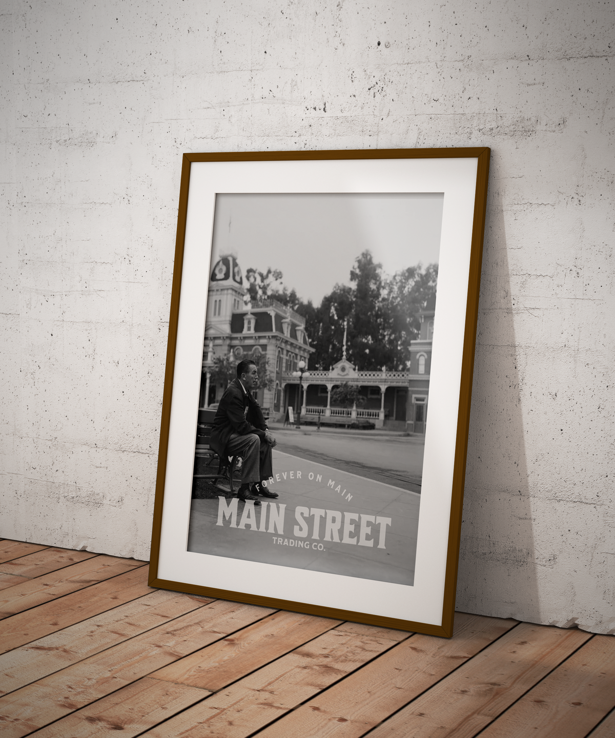 Walt Disney on Main Street Print Vintage Disney Wall Art | With Logo
