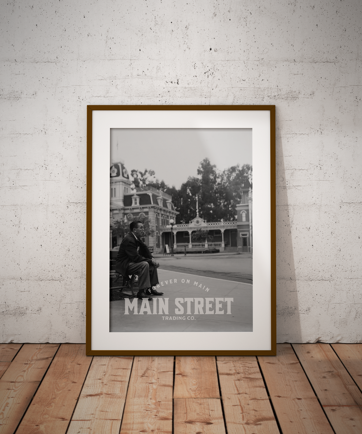 Walt Disney on Main Street Print Vintage Disney Wall Art | With Logo